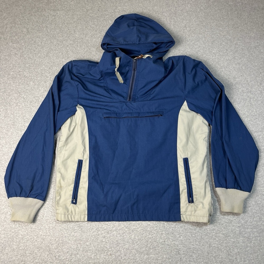 Vintage Woolrich Anorak Jacket Mens Large Blue Pullover 1/4 Zip Color Block Read